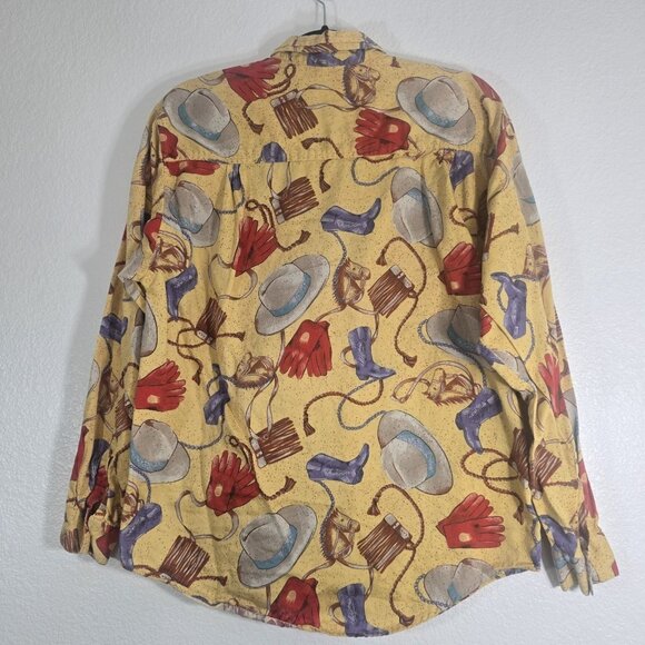 Dockers Vintage Western Button Down Shirt Women Medium Equestrian Cowboy Yellow - Picture 6 of 10